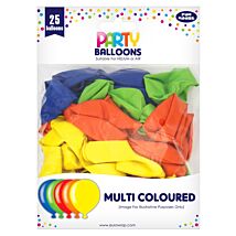 Multi Coloured Party Balloons 25 Pack