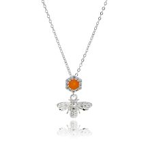 Honeycomb Bee Silver Plated Necklace
