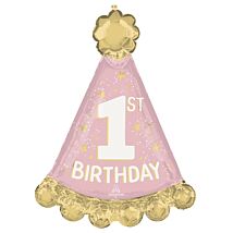 Supershape Little Miss Pink 86cm Party Hat 1st Birthday Balloon