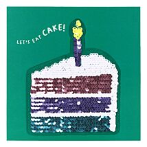 Shine Sequin Cake Greeting Card with Peel Off Patch