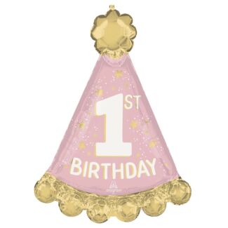 Supershape Little Miss Pink 86cm Party Hat 1st Birthday Balloon