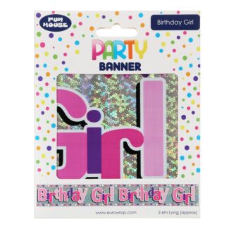 Birthday Girl Holographic Party Banner