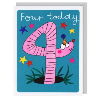 Hey! Worm 4th Birthday Card