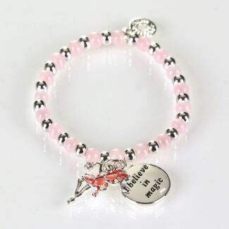 Girls Silver Plated Pink Mystical Bead Bracelet