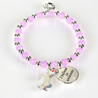 Girls Silver Plated Purple Mystical Bead Bracelet