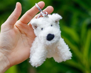 Collectible plush bag charms for backpacks and keys