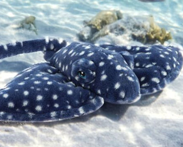 Ocean-themed plush toys including whales and octopuses